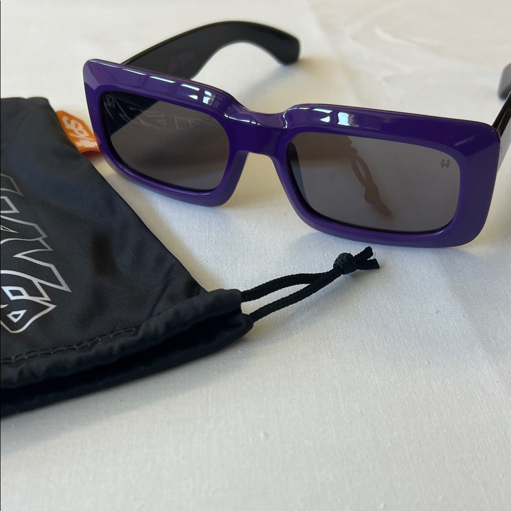 SPY Bold Purple Rectangular Sunglasses